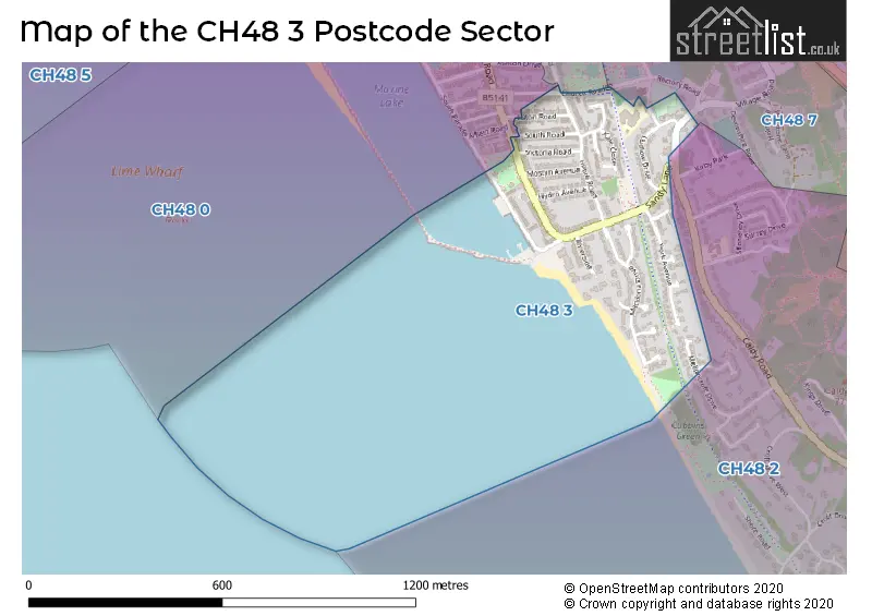 Map of the CH48 3 and surrounding postcode sector
