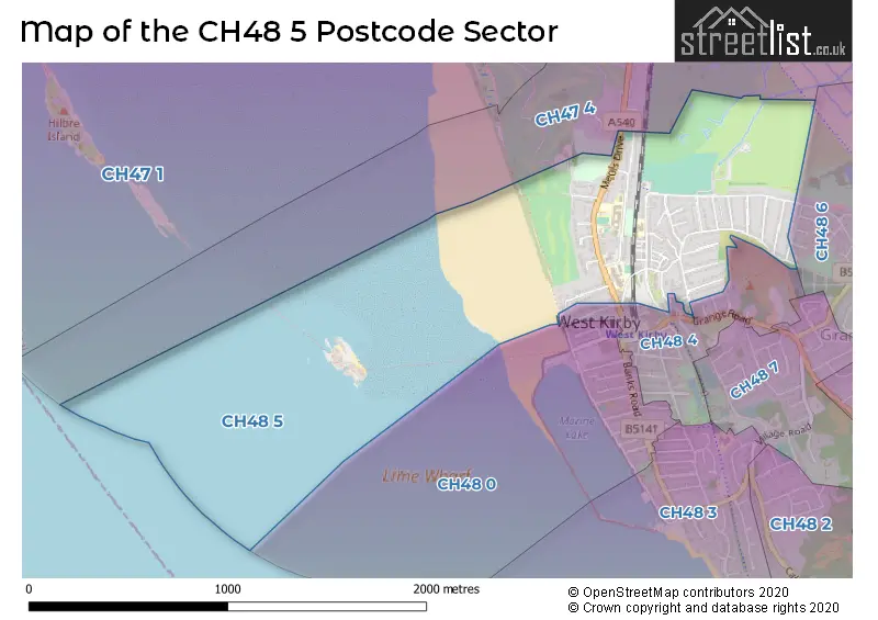 Map of the CH48 5 and surrounding postcode sector