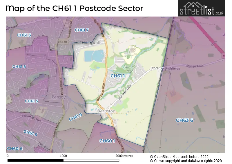 Map of the CH61 1 and surrounding postcode sector