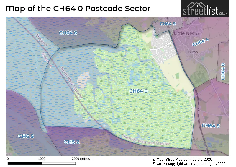 Map of the CH64 0 and surrounding postcode sector