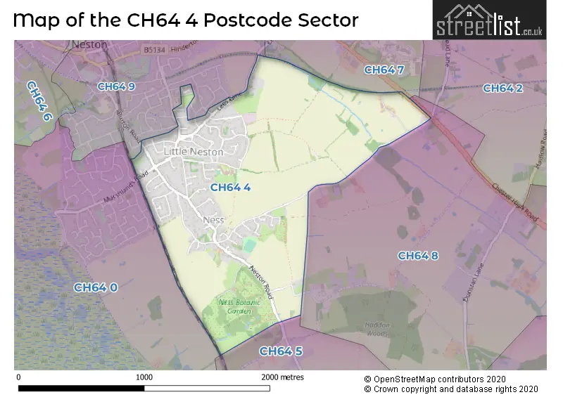 Map of the CH64 4 and surrounding postcode sector