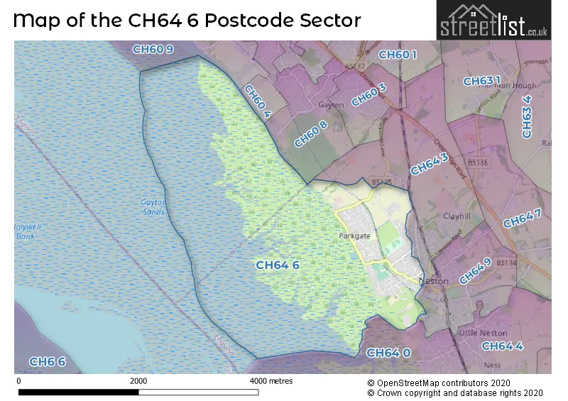 Map of the CH64 6 and surrounding postcode sector