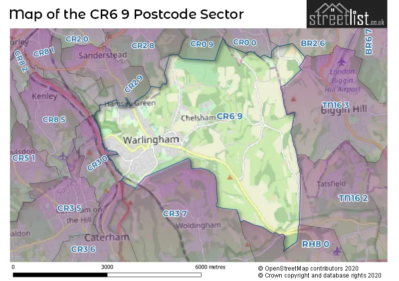 Map of the CR6 9 and surrounding postcode sector