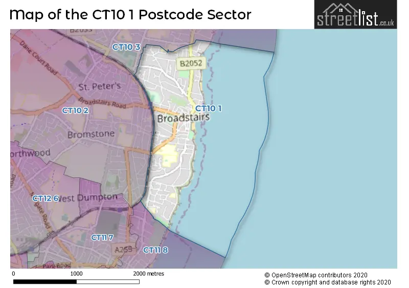Map of the CT10 1 and surrounding postcode sector