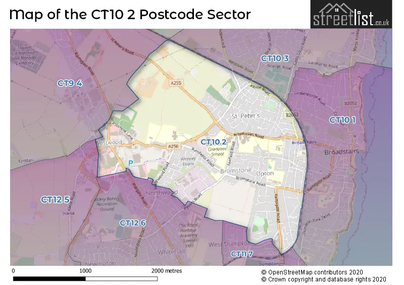 Map of the CT10 2 and surrounding postcode sector
