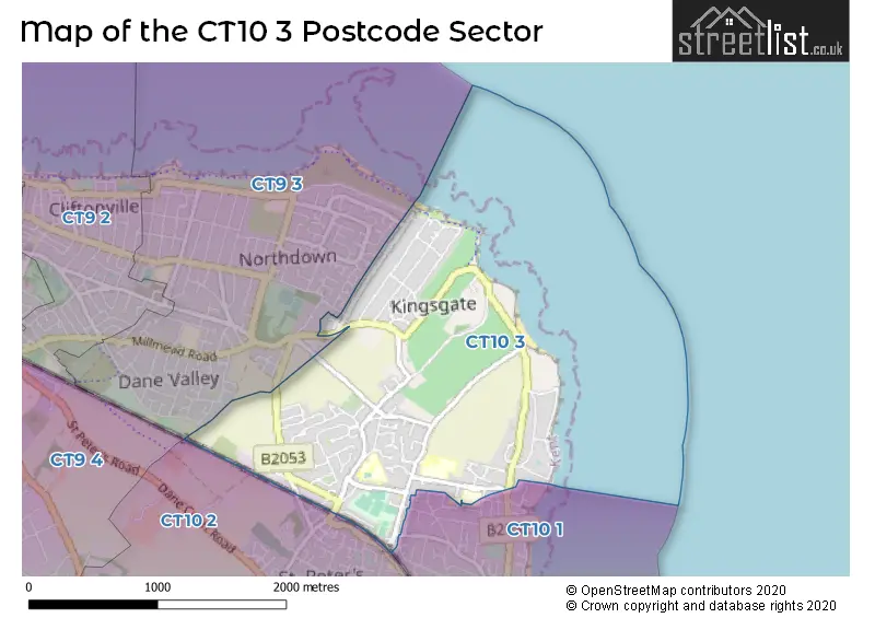 Map of the CT10 3 and surrounding postcode sector