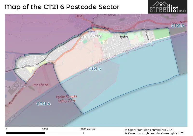 Map of the CT21 6 and surrounding postcode sector