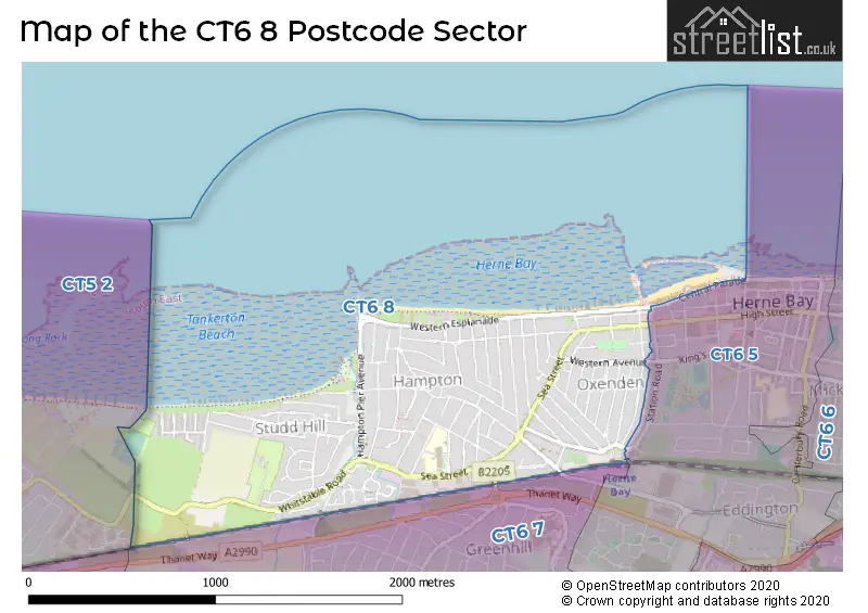 Map of the CT6 8 and surrounding postcode sector