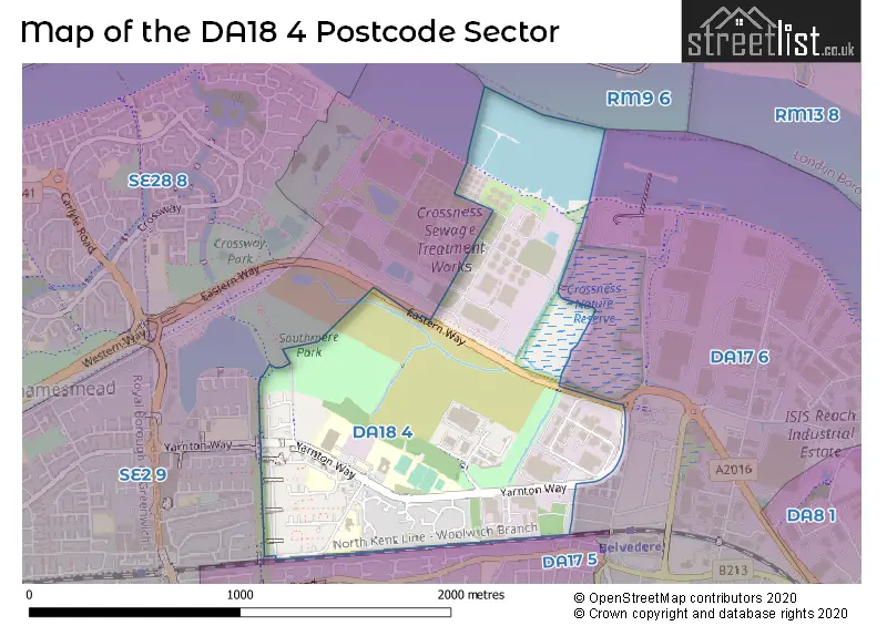 Map of the DA18 4 and surrounding postcode sector