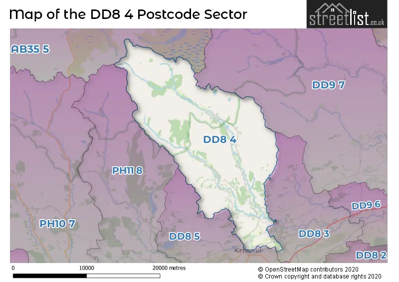Map of the DD8 4 and surrounding postcode sector