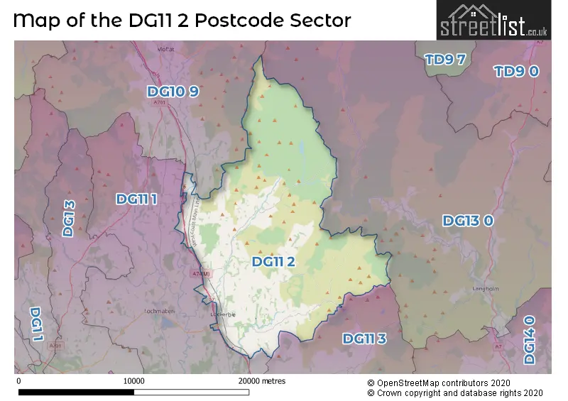 Map of the DG11 2 and surrounding postcode sector