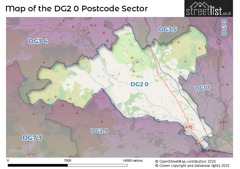 Map of the DG2 0 and surrounding postcode sector