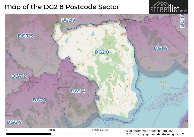 Map of the DG2 8 and surrounding postcode sector