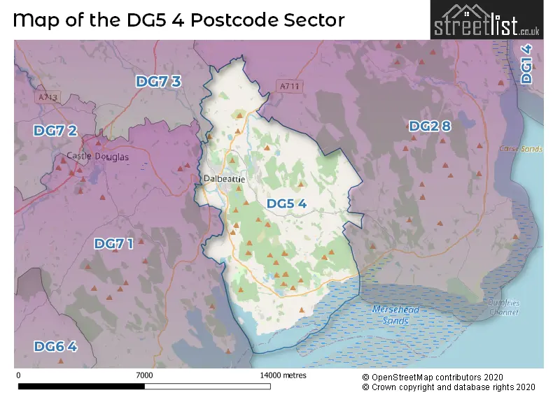 Map of the DG5 4 and surrounding postcode sector