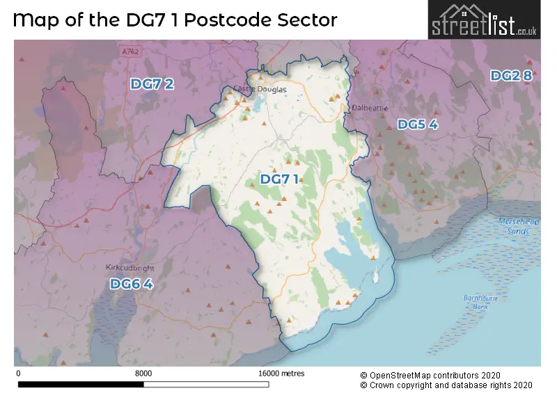 Map of the DG7 1 and surrounding postcode sector