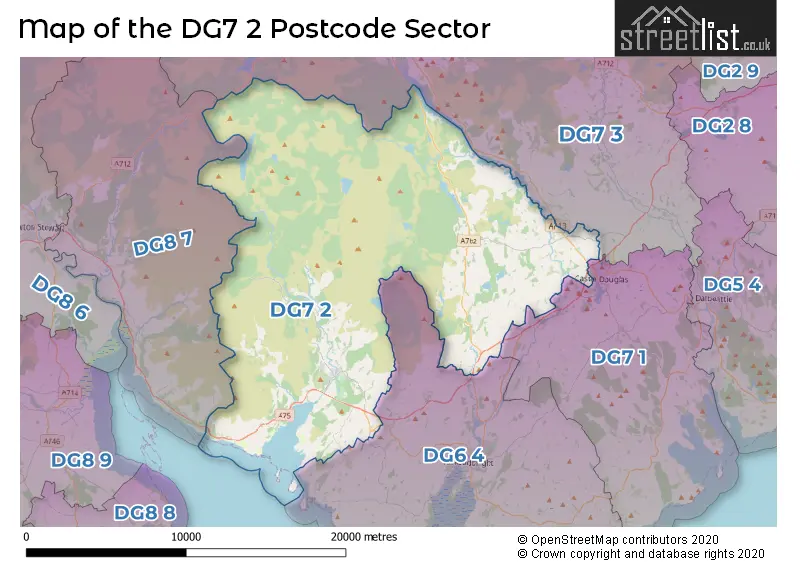 Map of the DG7 2 and surrounding postcode sector