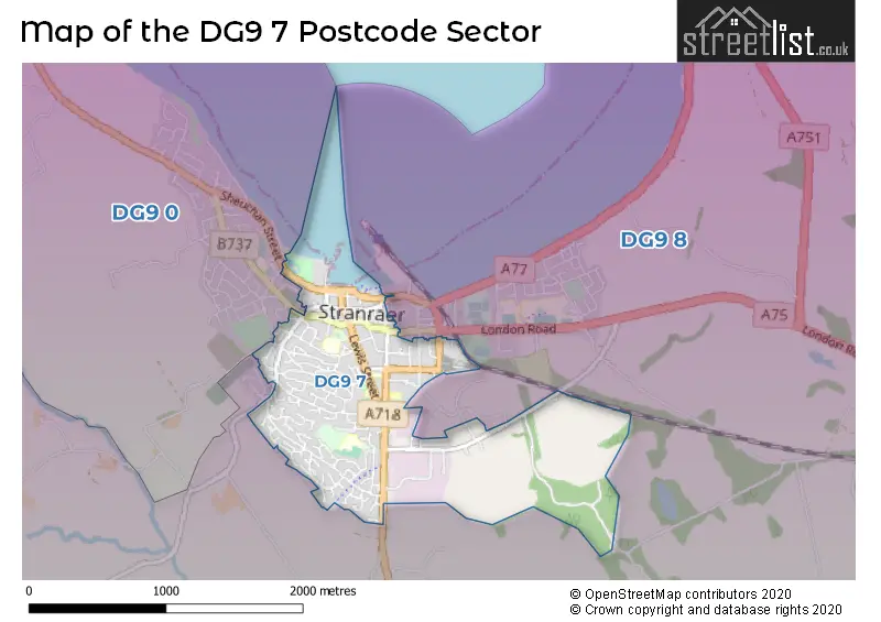 Map of the DG9 7 and surrounding postcode sector