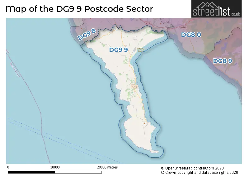 Map of the DG9 9 and surrounding postcode sector