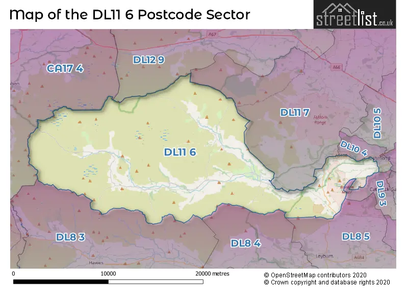 Map of the DL11 6 and surrounding postcode sector