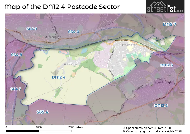 Map of the DN12 4 and surrounding postcode sector