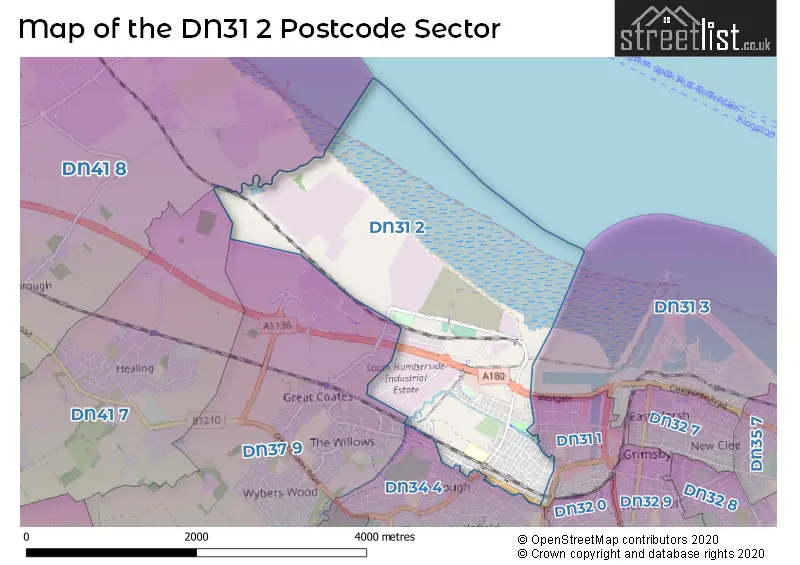 Map of the DN31 2 and surrounding postcode sector