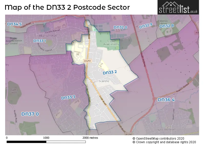 Map of the DN33 2 and surrounding postcode sector