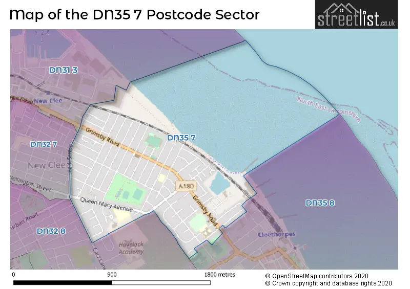 Map of the DN35 7 and surrounding postcode sector