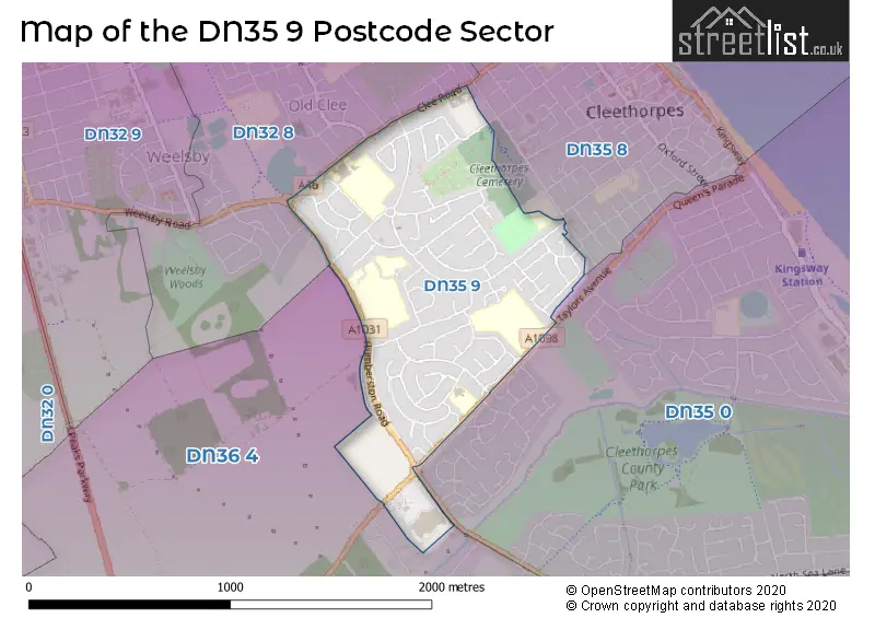 Map of the DN35 9 and surrounding postcode sector