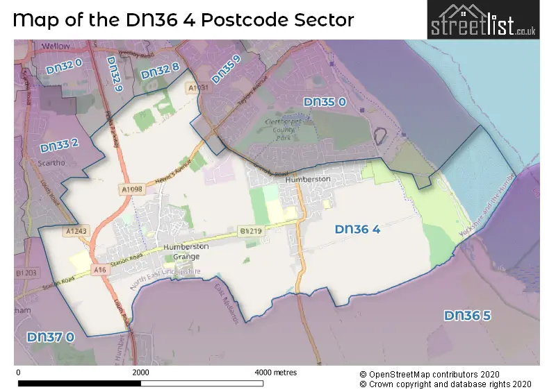 Map of the DN36 4 and surrounding postcode sector