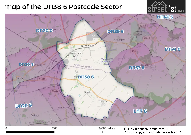 Map of the DN38 6 and surrounding postcode sector