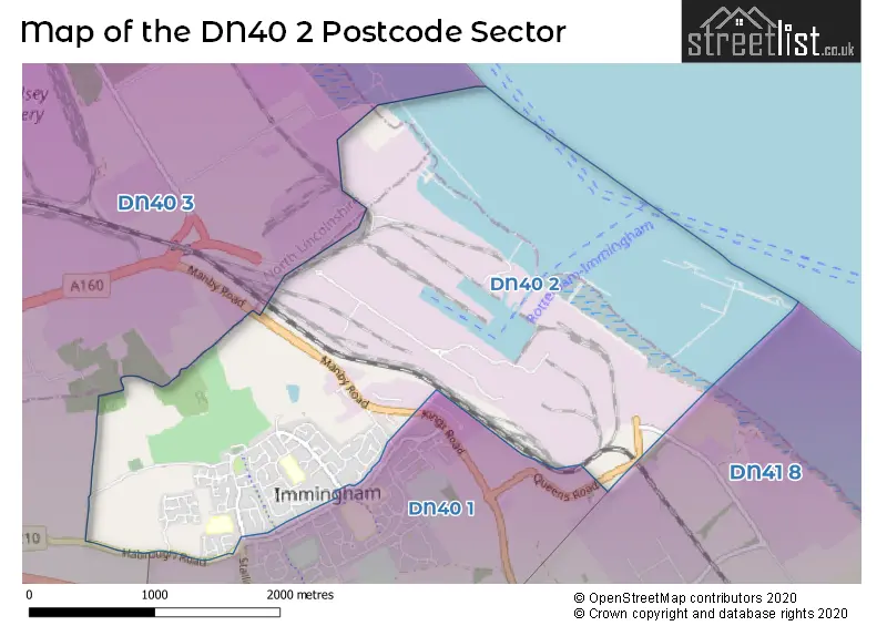 Map of the DN40 2 and surrounding postcode sector