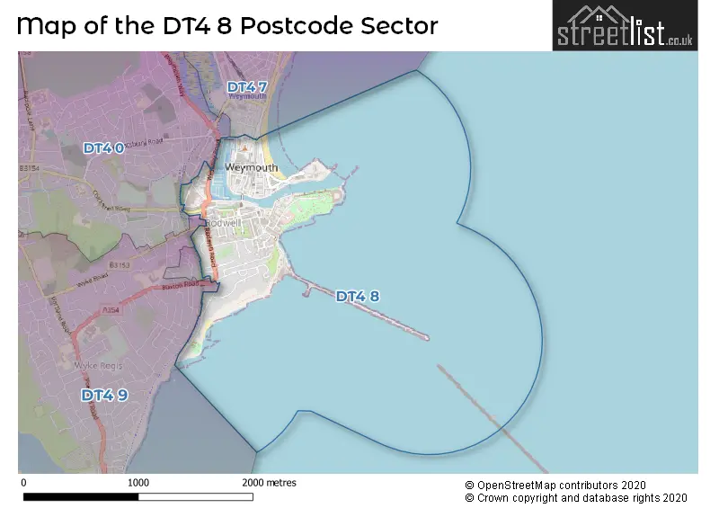 Map of the DT4 8 and surrounding postcode sector