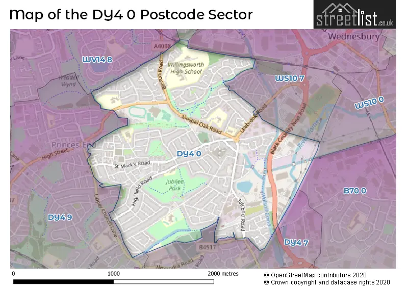 Map of the DY4 0 and surrounding postcode sector