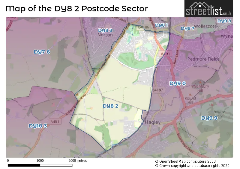 Map of the DY8 2 and surrounding postcode sector