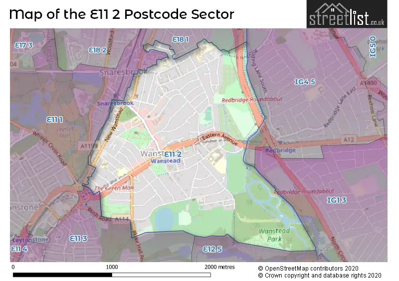 Map of the E11 2 and surrounding postcode sector