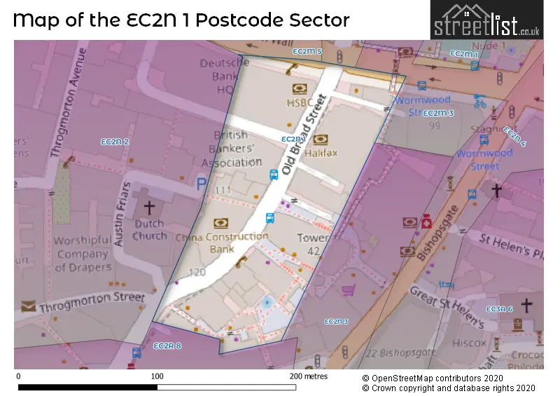Map of the EC2N 1 and surrounding postcode sector