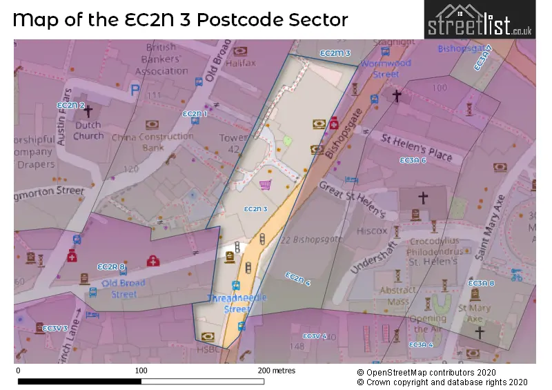 Map of the EC2N 3 and surrounding postcode sector