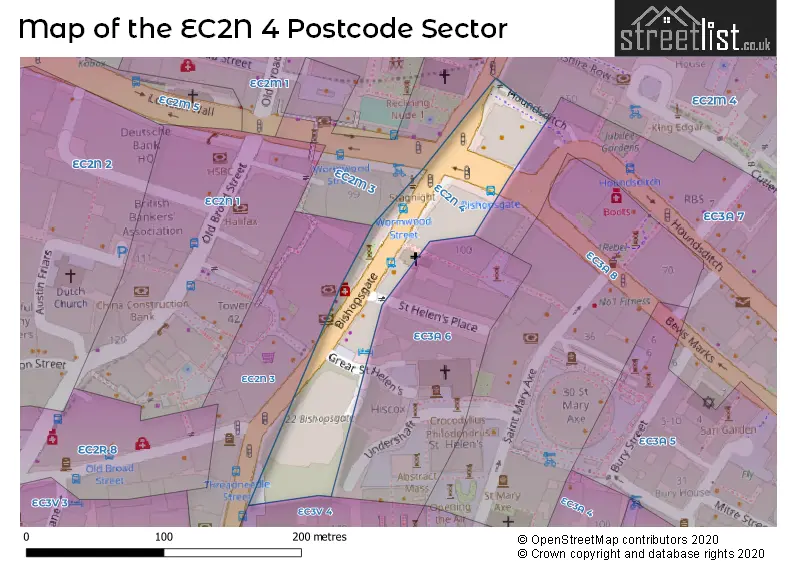 Map of the EC2N 4 and surrounding postcode sector