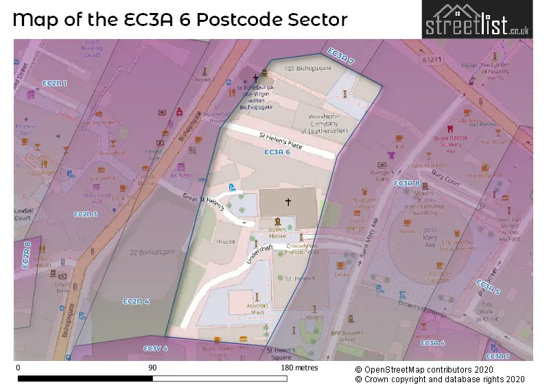 Map of the EC3A 6 and surrounding postcode sector