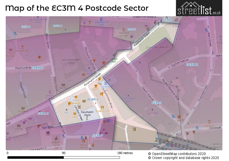 Map of the EC3M 4 and surrounding postcode sector