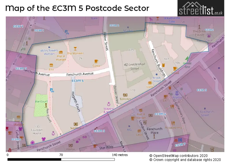 Map of the EC3M 5 and surrounding postcode sector