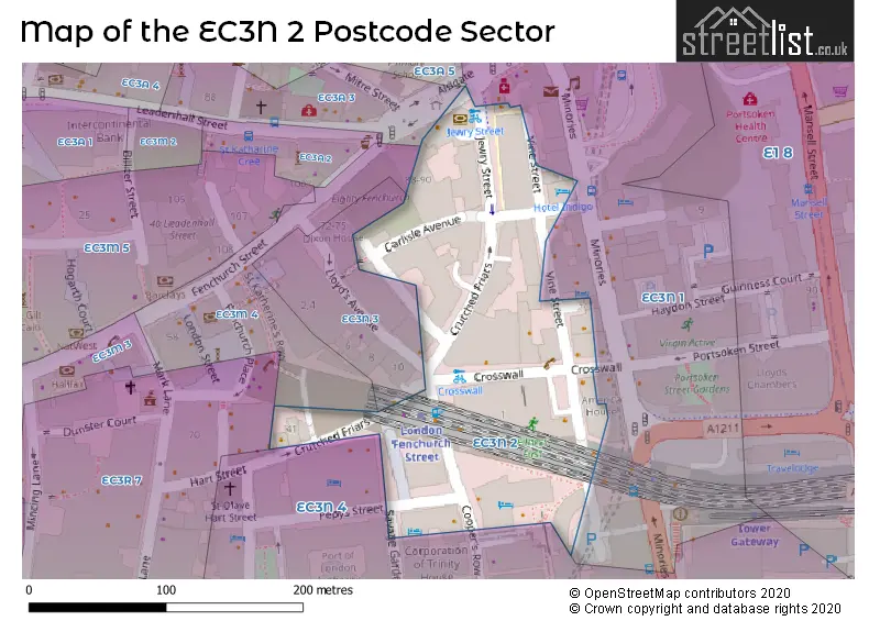 Map of the EC3N 2 and surrounding postcode sector