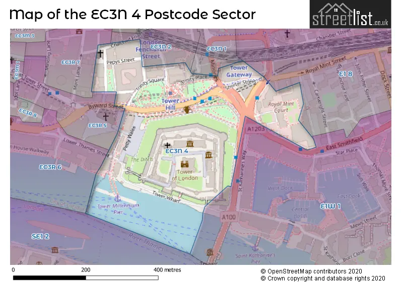 Map of the EC3N 4 and surrounding postcode sector