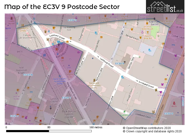 Map of the EC3V 9 and surrounding postcode sector