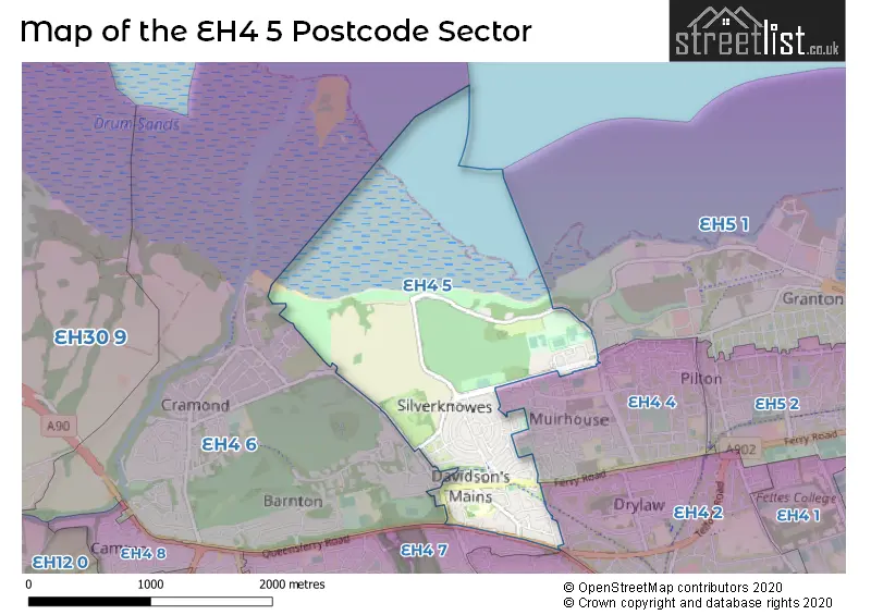 Map of the EH4 5 and surrounding postcode sector