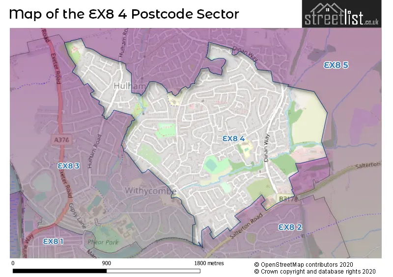 Map of the EX8 4 and surrounding postcode sector