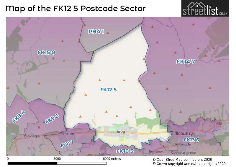 Map of the FK12 5 and surrounding postcode sector