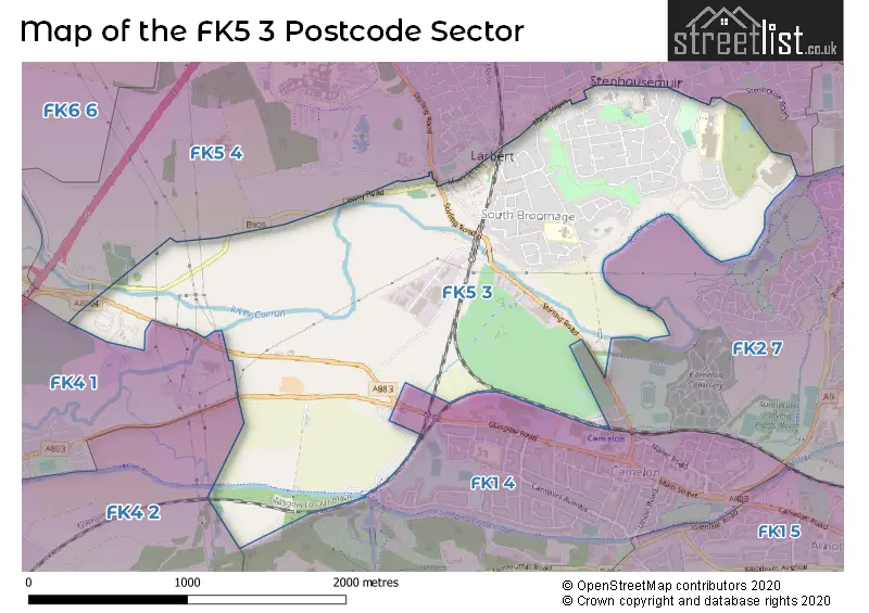 Map of the FK5 3 and surrounding postcode sector