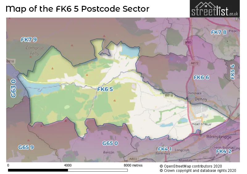 Map of the FK6 5 and surrounding postcode sector