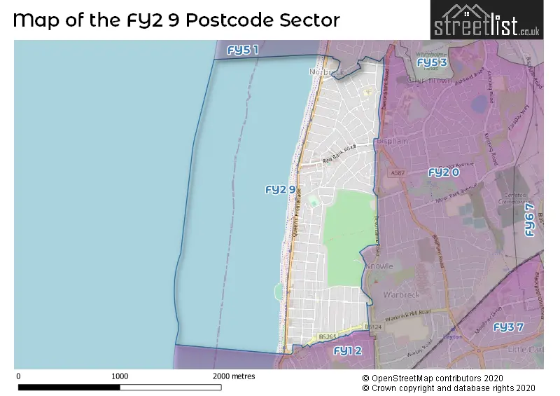 Map of the FY2 9 and surrounding postcode sector